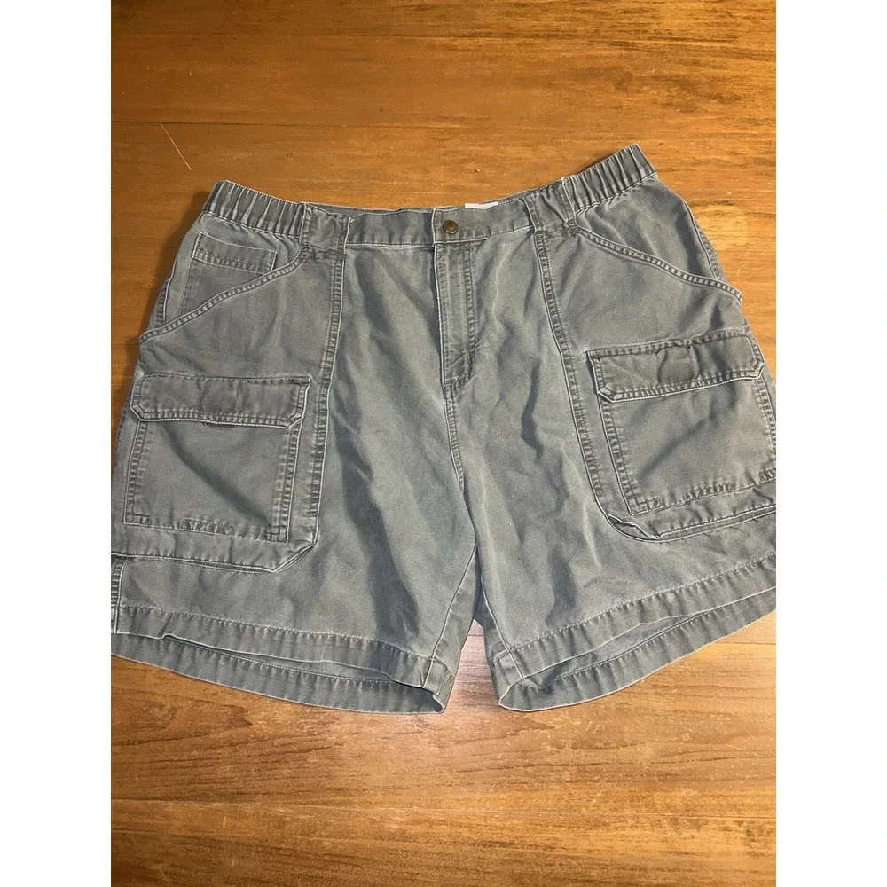 Columbia Sportswear Men XL Gray Khaki Cargo Flat‎ Front Outdoor Camping Shorts